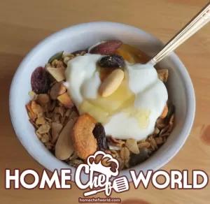 maple nut granola with yoghurt