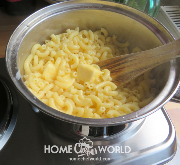 Adding Butter to Cooked Macaroni