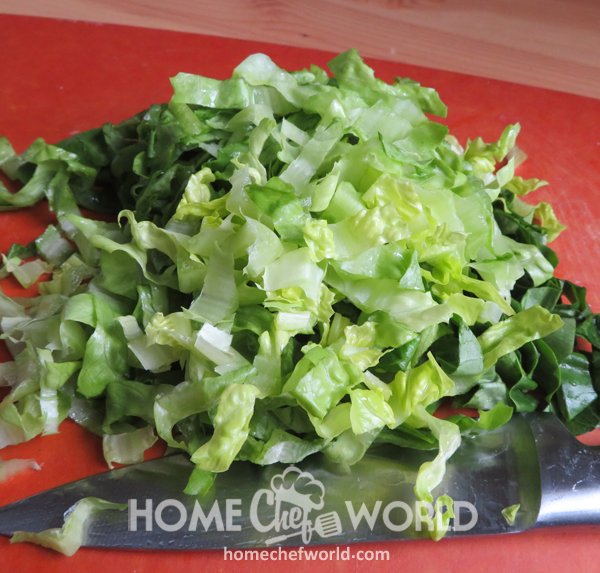 Chopping Lettuce for Sweet & Sour Chicken Wraps Recipe