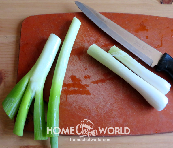 Prepping Scallions for Classic Pork Fried Rice Recipe