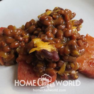 Spam & Bean Bake On the plate