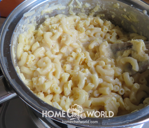 Stirring it in to Melt Cheese for Mac and Cheese Recipe