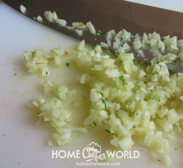 Chopping Garlic for Avocado Guacamole