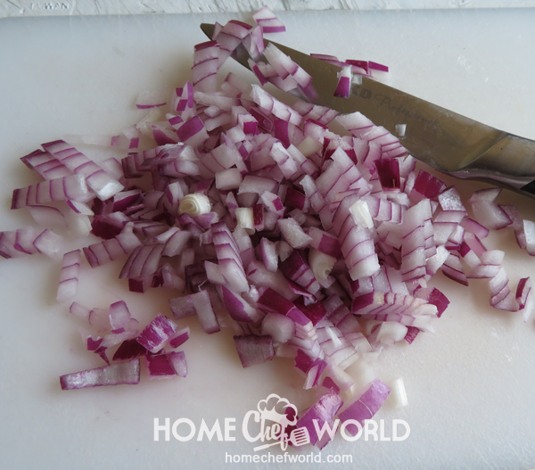 Chopping Onion for Avocado Guacamole
