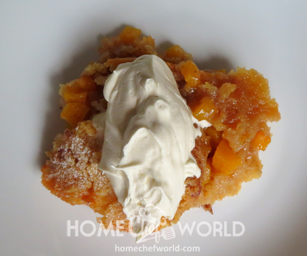 Peach Buckle Topped with Cream