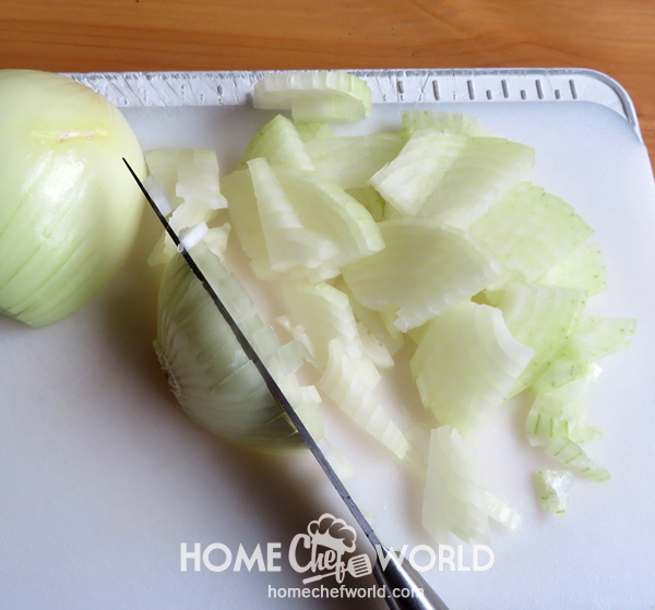 Chopping Onion for Instant Pot Baked Beans