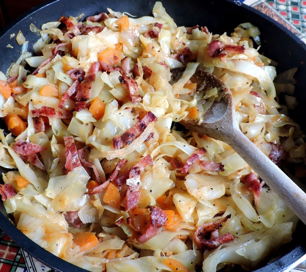 fried cabbage with bacon