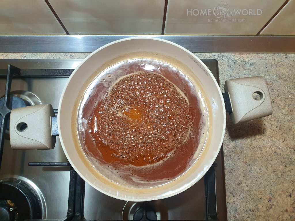 water and sugar boiling brown sugar syrup