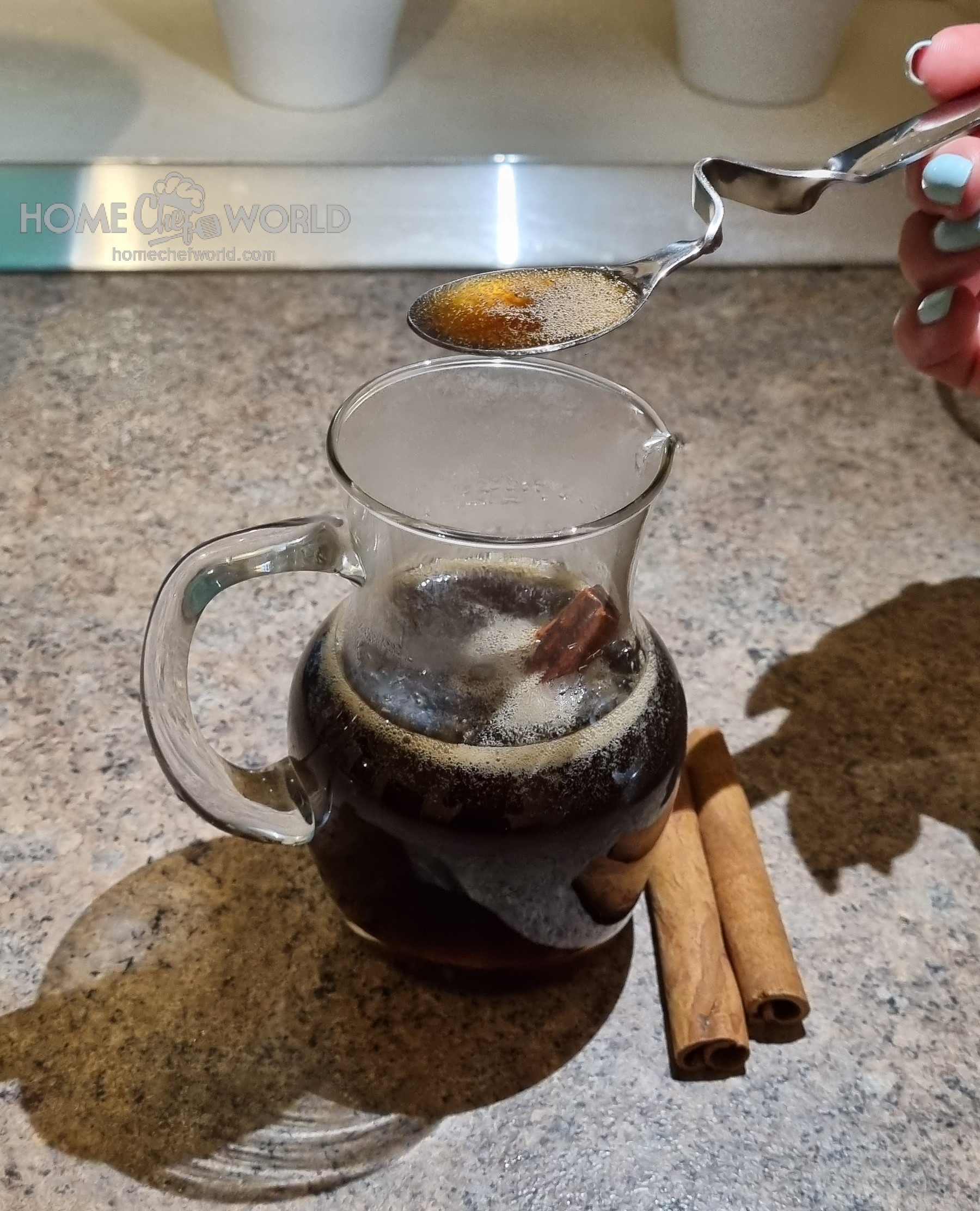 brown sugar syrup in little spoon